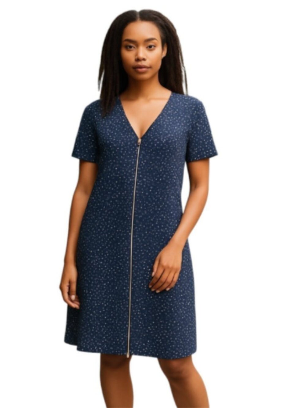 NEW Madewell Size 0 Front Zip Mini Dress Black and White Polka Dot V-Neck Lined